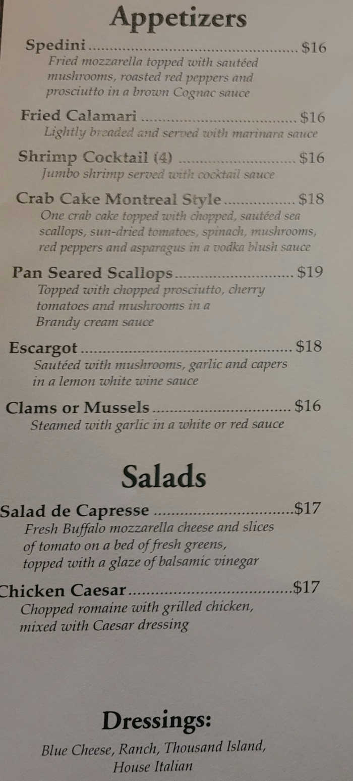 Page 1 of menu, Black Bear Restaurant Lake Placid, NY