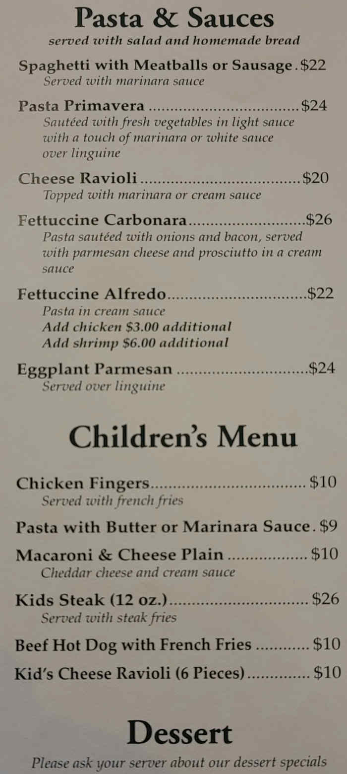 Page 5 of menu, Black Bear Restaurant Lake Placid, NY
