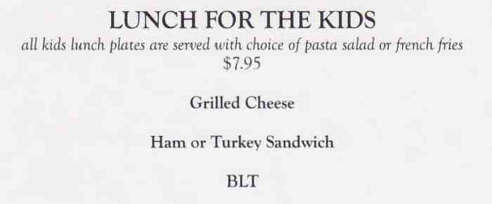 Page 6 of menu, Farmhouse Cafe Lake Placid, NY