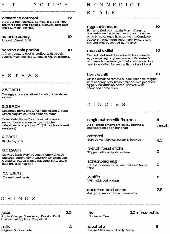 Page 2 of menu, Generations Tap & Grill in Lake Placid, NY