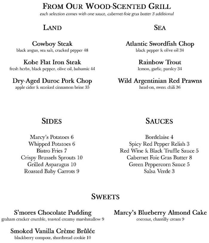 Page 2 Dinner menu, Marcy Great Adirondack Hotel Restaurant Lake Placid, NY