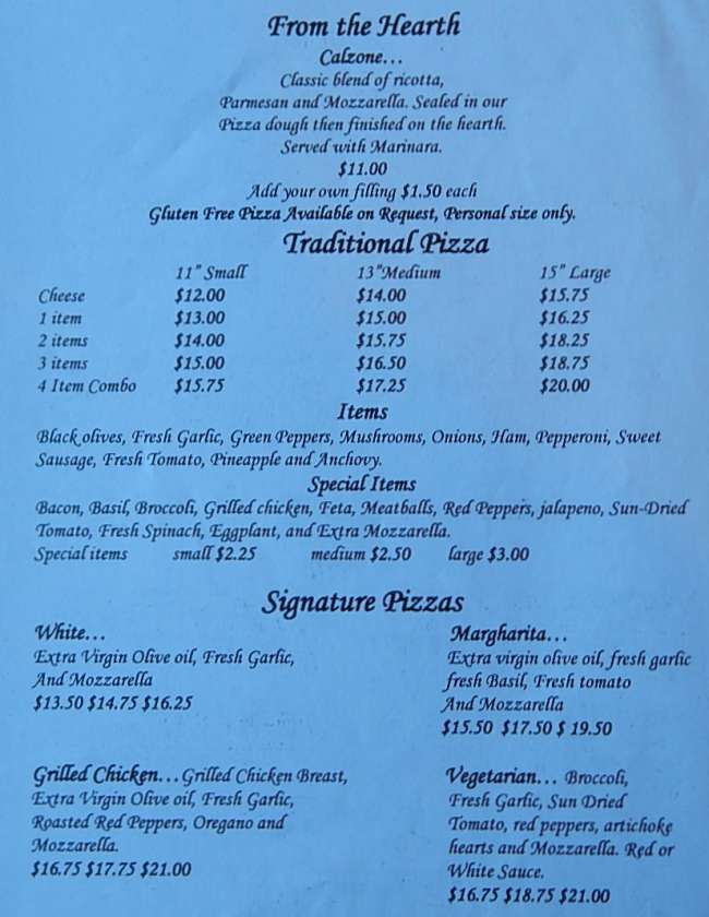 Page 2 of menu, Mr. Mike's Pizza & Italian Kitchen Lake Placid, NY