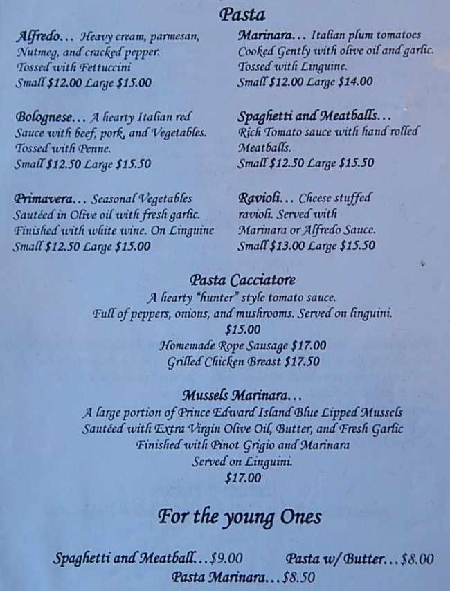 Page 3 of menu, Mr. Mike's Pizza & Italian Kitchen Lake Placid, NY