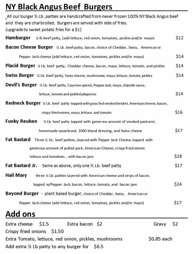 Page 3 of menu, Redneck Bistro, BBQ & Grill in Lake Placid, NY