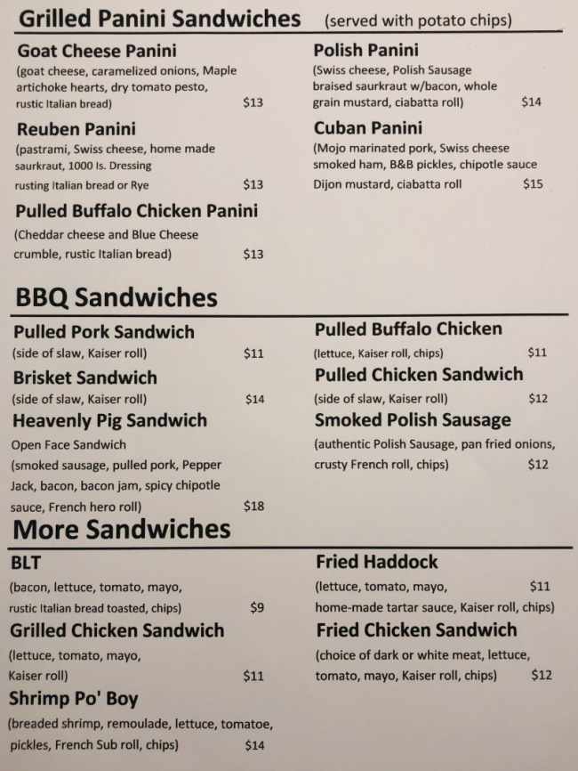 Page 5 of menu, Redneck Bistro, BBQ & Grill in Lake Placid, NY
