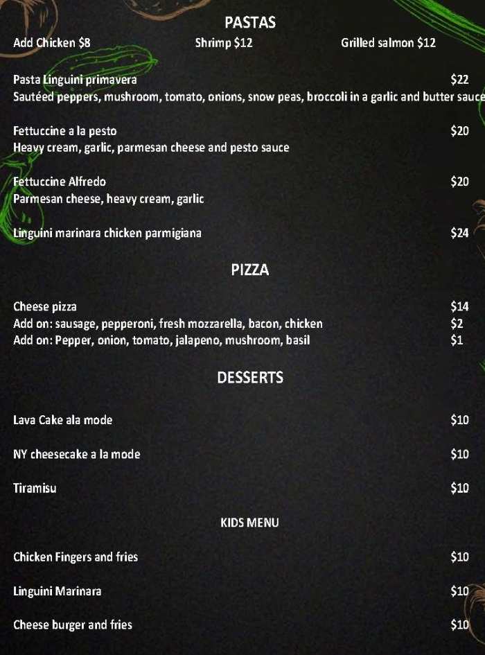 Page 4 of menu, Sol de Oro Lake Placid, NY