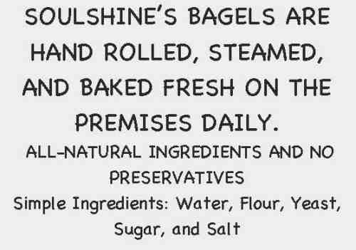 Page 5 of menu, Soulshine Bagel Lake Placid, NY