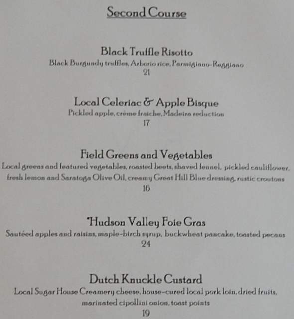 Page 2 of menu, The View Restaurant Lake Placid, NY