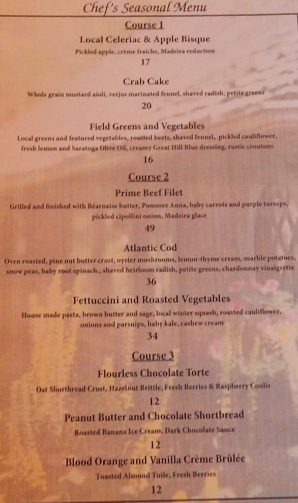 Page 4 of menu, The View Restaurant Lake Placid, NY